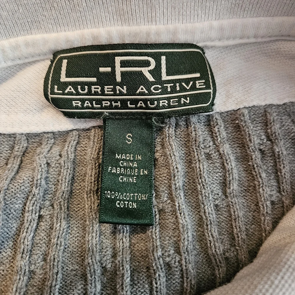 Lauren Ralph Lauren Gray Cableknit 2 Layer Sweater Sz Sm